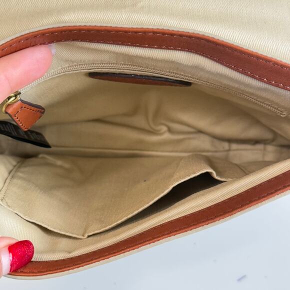 FOSSIL MEMOIR LEATHER & CALF HAIR SLIM SMALL TURNLOCK CROSSBODY PURSE - Picture 8 of 15